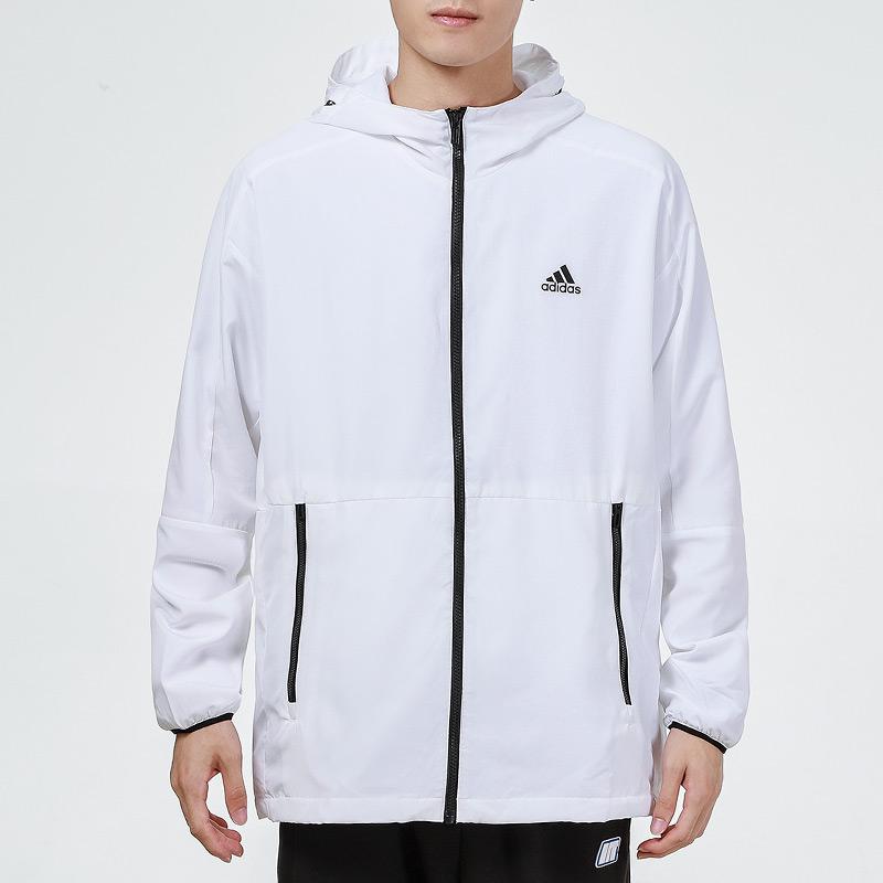 adidas Essentials Тканая повседневная дышащая куртка Newblock с капюшоном, мужская верхняя одежда, белая H40233