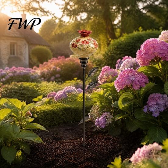 Rustic Floral Nectar Feeder Hummingbird Garden Stake, Vintage Resin Flower Decorative Feeder, Wild Style Bird for Yard Backyard Hummingbirds Artistic