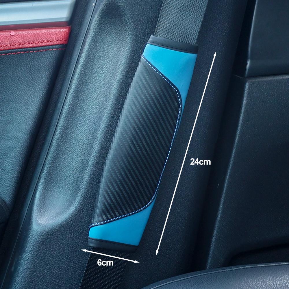 Car Seat Belt Shoulder Protector Universal Carbon Fiber Leather Shoulder Pad Summer Winter Breathable Safety Belt Accessories