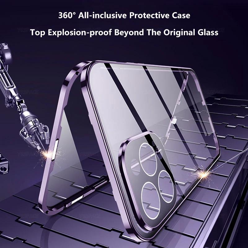 Защитное стекло Anti Spy Privacy с защитой линз Магнитный чехол-присоска Для iPhone 16 15 14 Plus 13 12 11 Pro Max