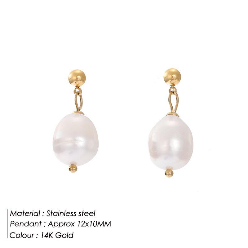 St. Delan 14K Gold Plated Freshwater Pearl Irregular Korean Stainless Steel Stud Earrings