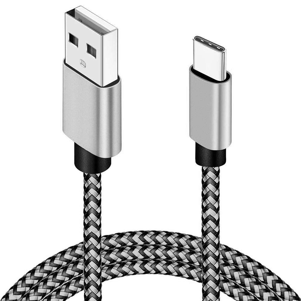 Кабель USB Type C Date Sync 2.4A для быстрой зарядки, нейлоновый плетеный провод, зарядный кабель для мобильных телефонов Huawei Android 1M 2M 3M