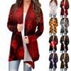 Women's Fashion Casual Halloween Printed Medium Length Cardigan Jacket Coat