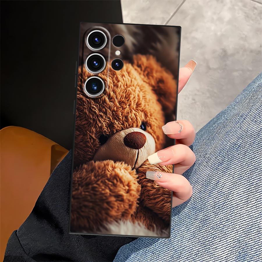 Простой чехол-накладка Funda с мишкой для Samsung Galaxy S26 Ultra S20 Ultra S23 S25 Plus S21 FE S24 S10 S9 Note 20 8 9 10