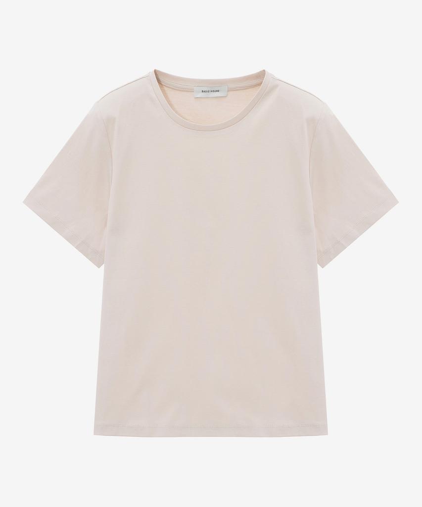 BASIC HOUSE Women'S Cotton Modal Crew Neck Short Sleeve T-Shirt Beige Lzts3212