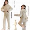 Thickened Warm Flannel Fall and Winter Women Cartoon Plush Hooded Bear Sleepwear Loungewear Two-Piece Solid Nightwear Homewear