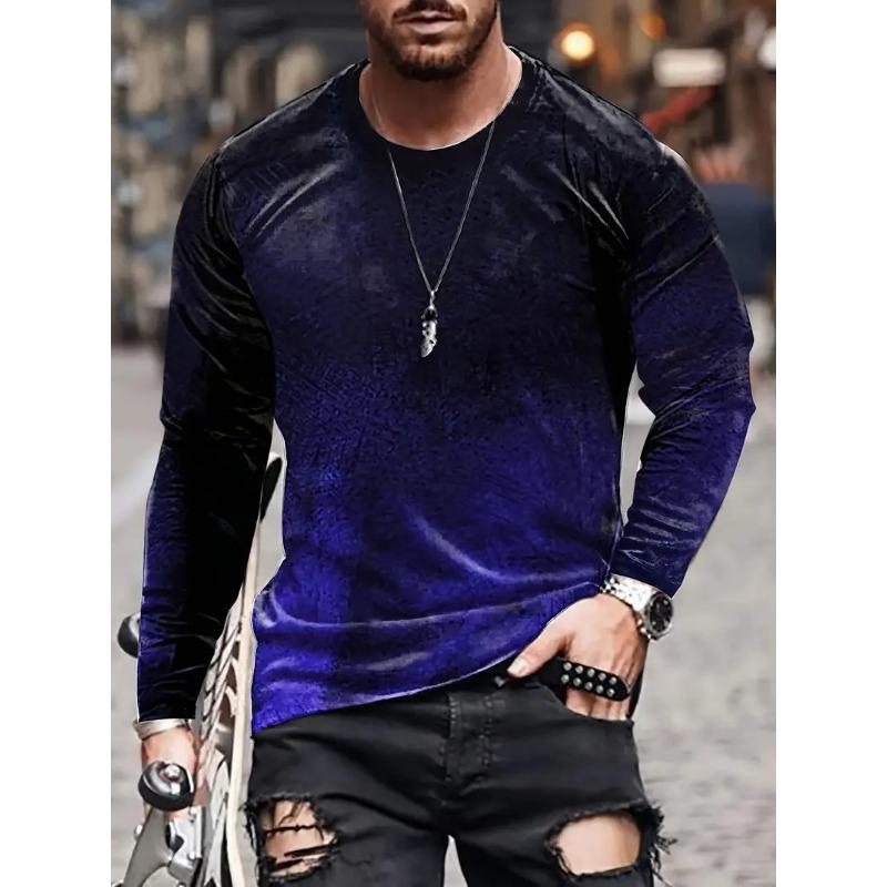 Men's Spring and Autumn Long Sleeve T-shirt Men's Loose Round Neck Hoodie 3D Printed Printed Long Sleeve Top