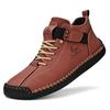 New 2025 Handmade Leather Men Boots Man Breathable Casual Leather Shoes Design Sneakers Men Ankle Boots Breathable Outdoor Boats