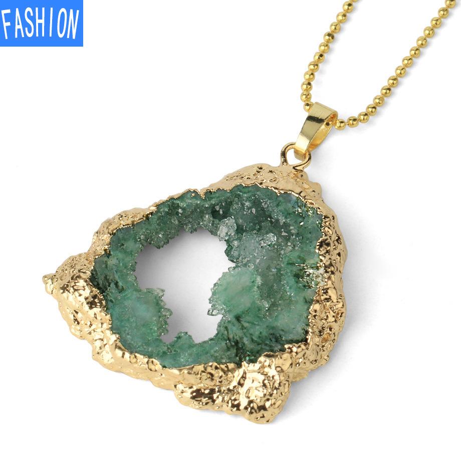 Ожерелье из натурального камня с хрусталем и бутоном, женское ажурное индивидуальное ожерелье с кристаллами и геометрическим кулоном