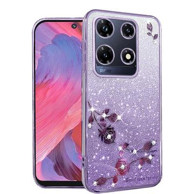 Чехол для телефона Infinix Note 30, 30i, 30 Pro, 30 VIP Flash Pink Flower Прозрачный противоударный защитный чехол с роскошным бриллиантовым блеском