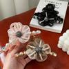 Stylish Black And Pearlescent Pink Floral Hair Claw Clip For Effortless Elegance
