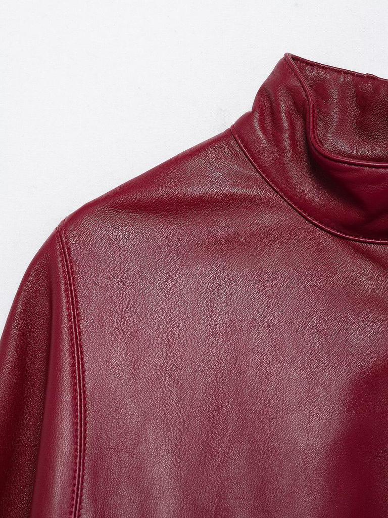 Женская мода весна 2025: Европейский и американский стиль Кожаный короткий плащ на молнии