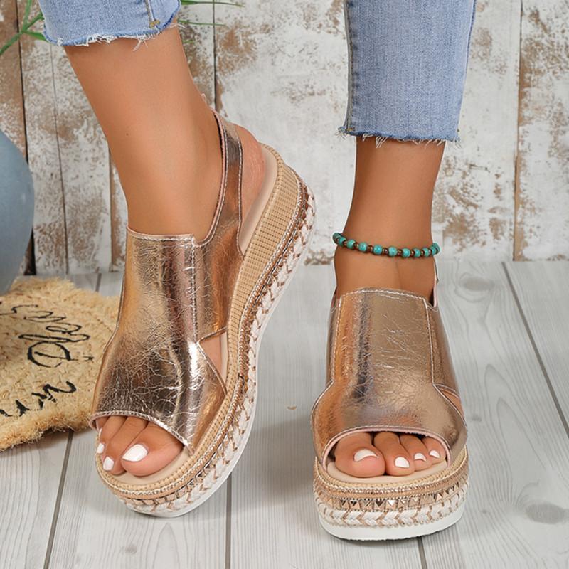 Spring and Summer Footwear Plus Size Fishmouth Wedge Sandals with High Heels with Sandals.