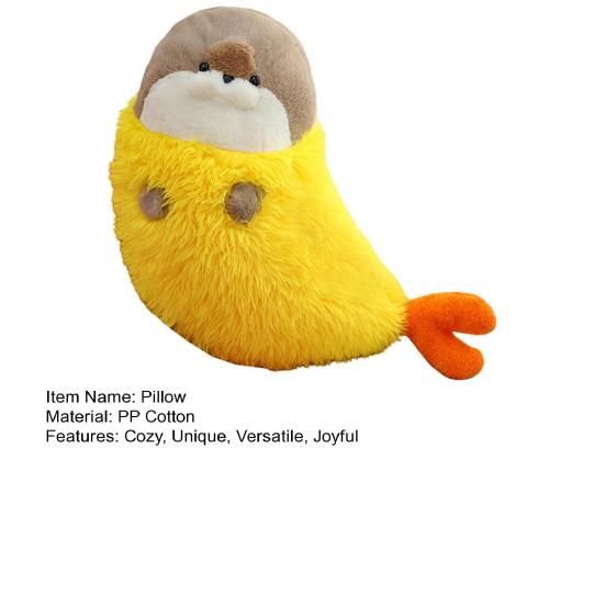 Плюшевая подушка-тюлень с жареной креветкой 70/90 см, мягкая набивная кукла для обнимания с невидимой молнией, милая декоративная подушка-игрушка для детей