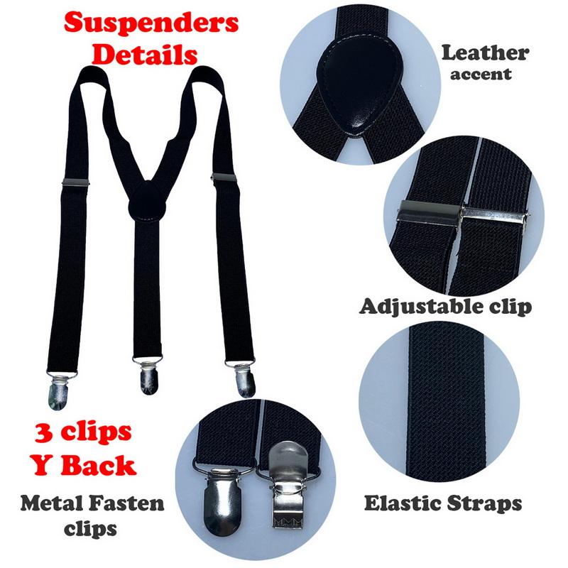 Классический комплект подтяжек и галстука-бабочки, регулируемые эластичные подтяжки с Y-образной спинкой шириной 2,5 см и 3 зажимами, тканый предварительно завязанный галстук-бабочка шириной 12 см, один размер для мужчин и женщин
