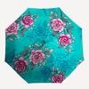 1pc Floral Pattern with Pink Roses on Teal Background Umbrella with Plastic Handle,Compact & Stylish,Suitable for All Seasons ptys26007