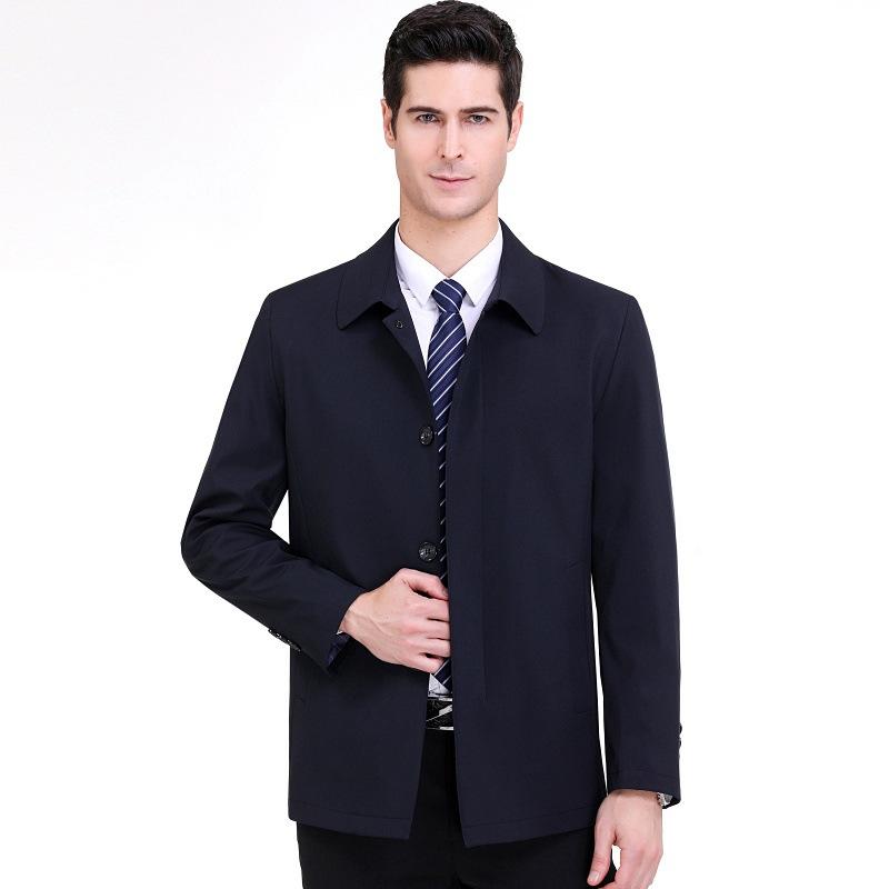 Однобортный мужской пиджак на пуговицах, весенне-осенний стиль, топы для мужчин среднего возраста, стиль «папа», свободный, большой размер, повседневная одежда без глажки