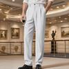 Весенне-осенние льняные мужские повседневные брюки свободного кроя, дышащие, простые, в полоску, костюмные брюки