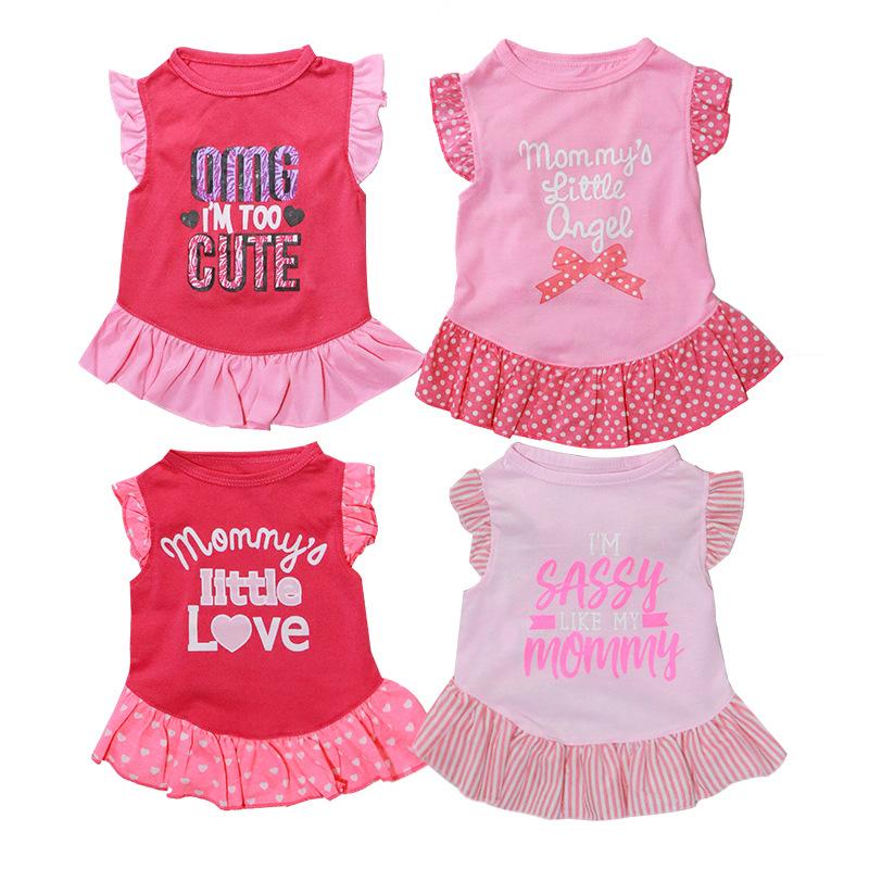 4 pieces of dog pet clothes, summer cotton flying sleeve skirt combination, specially for cats and dogs, small dogs
