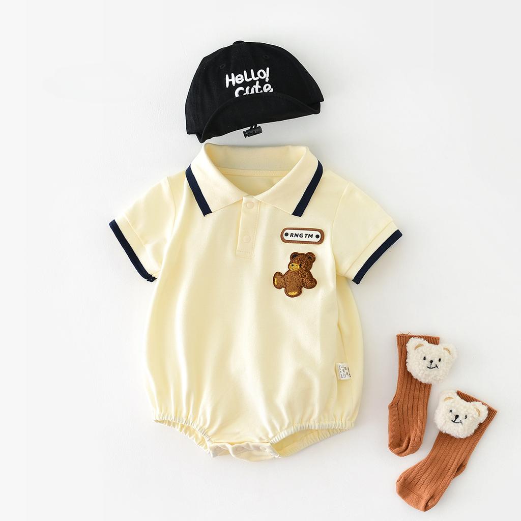 Baby Clothes Summer Jumpsuit Thin Boy Baby Lapel Leisure Fart Clothes Childrens Clothes for a Hundred Days.
