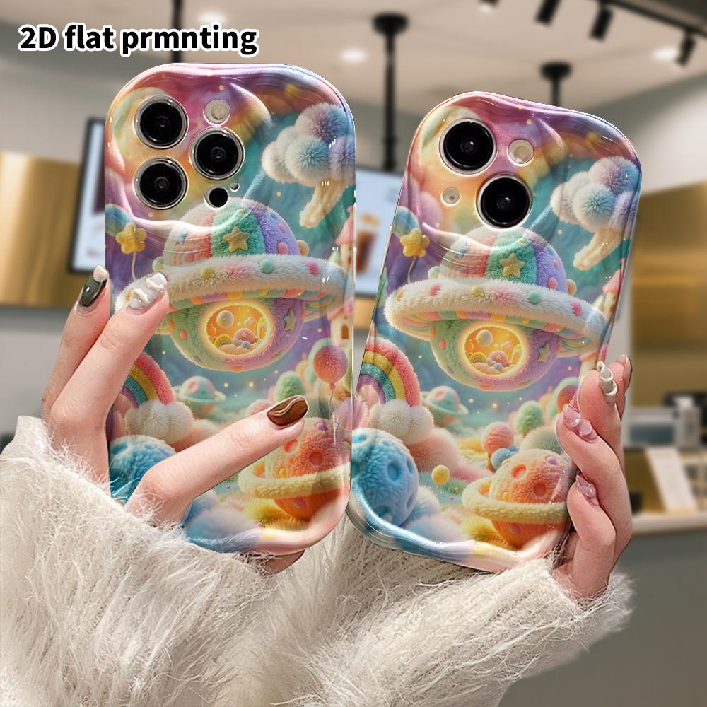 Phone Case: 2D flat, fits iPhone 18 17 16 15 14 13 12 Pro protective case, UFO planet, perfect Christmas and Halloween holiday gift