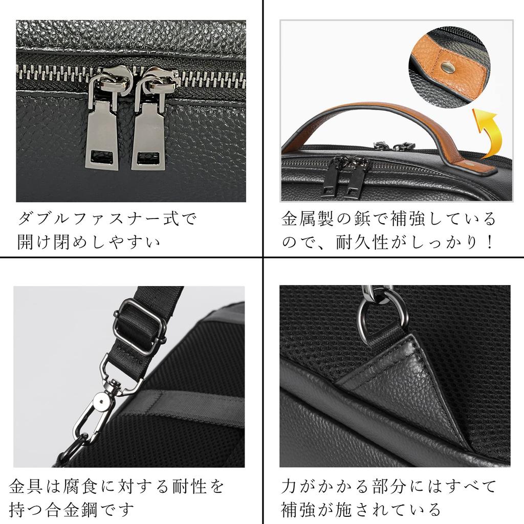 Genuine Cowhide Large Leather Business Business Black [Achiyu] Men's Backpack, Leather, A4, Capacity, Multifunctional, Rucksack, Backpack, Backpack,