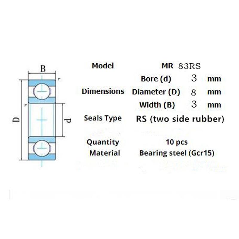 Mr83rs Подшипник 10шт 3*8*3(мм)