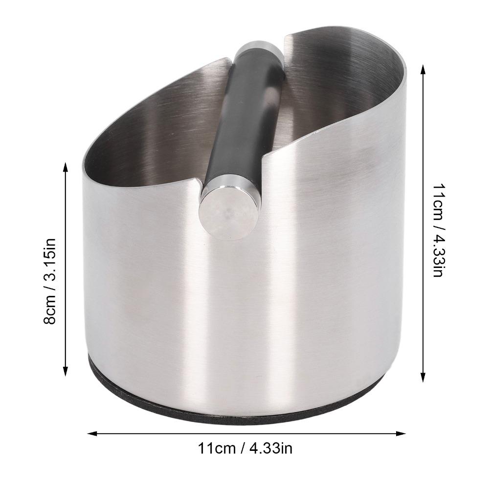 Stainless Steel Coffee Grounds Bucket Rubber Base Stainless Steel Knock Box Espresso Making
