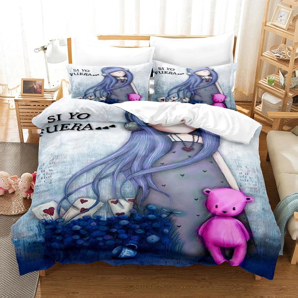 Santoro Gorjuss Комплект пододеяльника Full Queen King Size 3D-печать Аниме-девочка Постельное белье Красивый дизайн