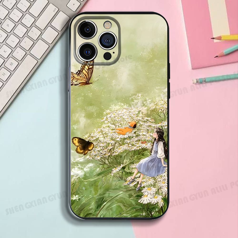 Иллюстрация из истории Черный чехол для телефона Для IPhone 17 16 15 14 13 12 13 12 11 Pro Max Plus XS XR Силиконовый мягкий чехол-накладка