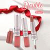 Christmas Lipstick - - Double Head Long Lasting Matte Bean Paste Color Matte Lip Gloss Tint, 02
