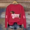 Breast  Sweatshirts For WomenRibbon Breast  Shirt Cute Dog Graphic  Long Sleeve Tops