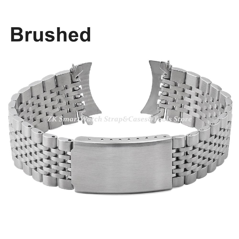 Цельный ремешок для часов из нержавеющей стали с изогнутым концом 12 14 16 18 20 21 22 24 мм Металлический браслет Застежка-бабочка Универсальный браслет Ремешок для часов