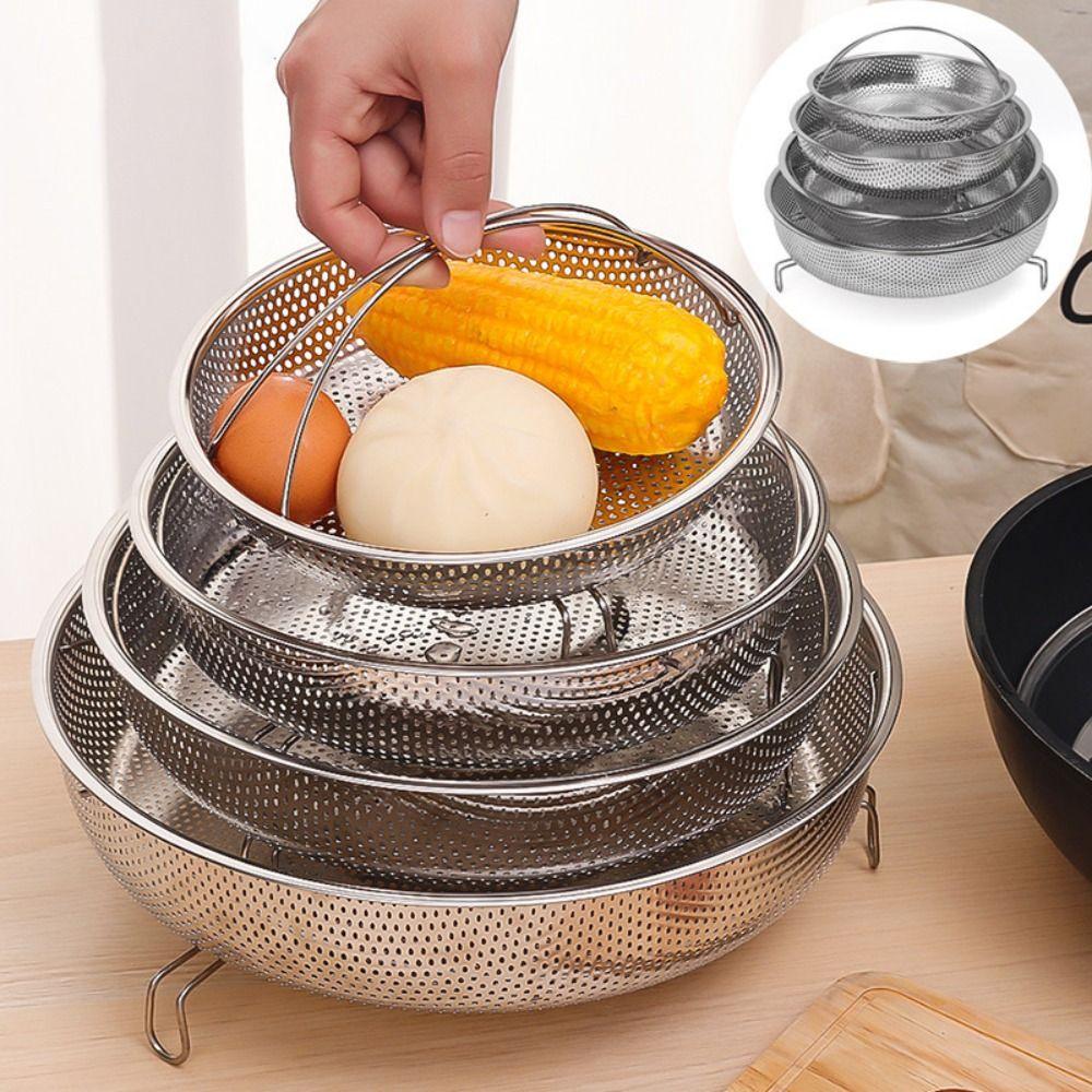 С ручкой пароварка складная корзина для слива для приготовления на пару риса булочек пельменей пароварочный поддон посуда
