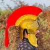 Roman Centurion  Brass Plated Gladiator  with Red  Medieval Armor Helmet Collectible Warrior Costume