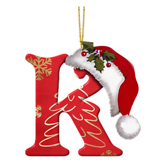 Рождественская буква подвеска акриловая 2D плоская буква подвесное украшение рождественская елка шапка Санта-Клауса буква