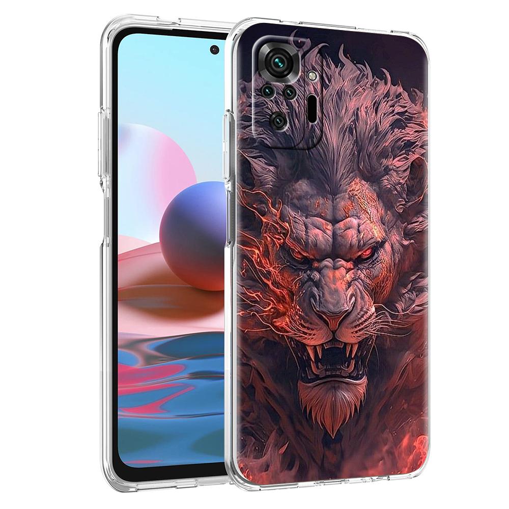 Transparent Phone Case for Redmi 13C 12C 10C Note 13 12 11 11T K40 Gaming Plus Pro 4G 5G Soft TPU Cover Shell Lion Pattern Bags
