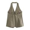 Fashion Style 2024 Summer New Women's Commute Style Linen V-neck Suit Vest High Waist Pants 06044953706