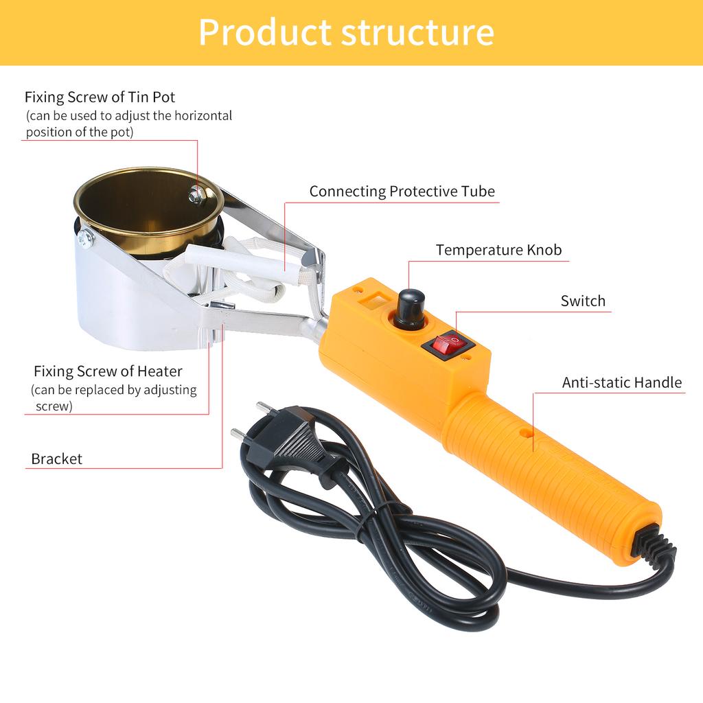 Portable Titanium Alloy Tin Furnace Temperature Adjustable Tin Soldering Pot High Power Tin Melting Furnace Small Tin Dipping Furnace