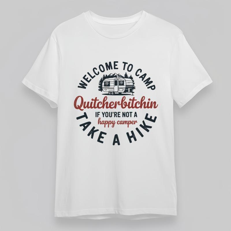 Women's Plus Size Comfortable Classic T-Shirt Welcome To Camp Camper Graphic Tee