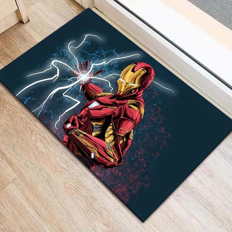 1pc Iron Man Pattern Area Rug Soft Flannel Floor Mat for Living Room, Bedroom, Sofa Coffee Table Floor Mat, Machine Washable