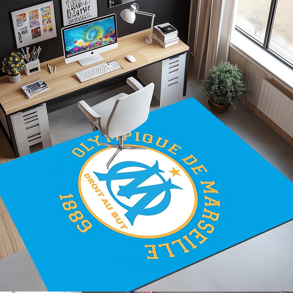 Olympique de Marseille Printed Carpet,Rug,for Office Chair Living Room Bedroom Kitchen Room Decor Gifts.