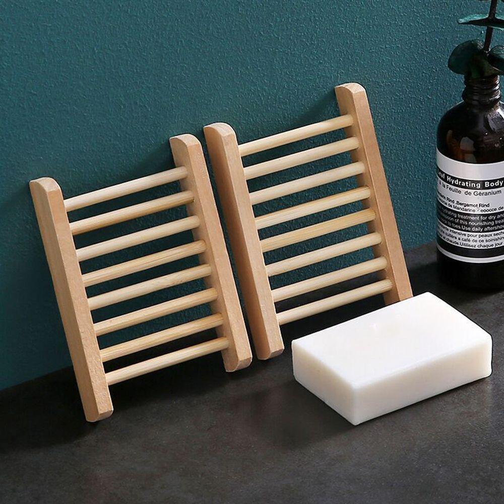 Home & Living Drain Tray Holder Bamboo Leaking Water Soap Holder Storage Box Sponge Plate Soap Dish