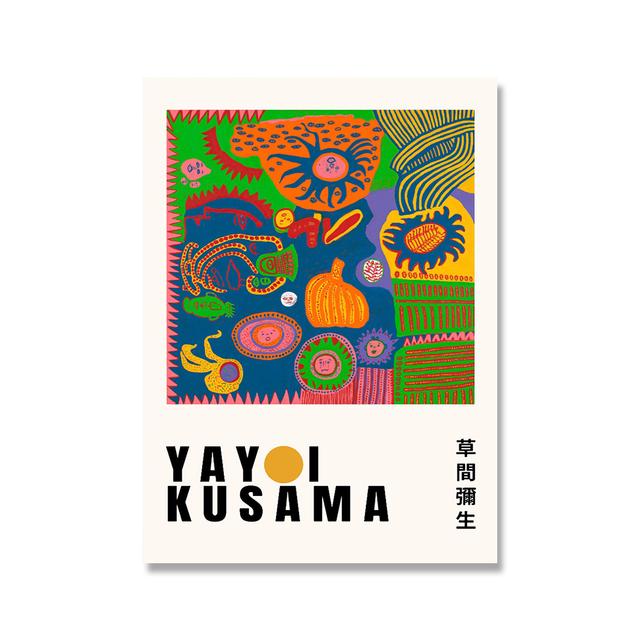 Kusama Yasushi Shell Mushroom Eye Exhibition Wall Art Oil Painting Nordic Poster