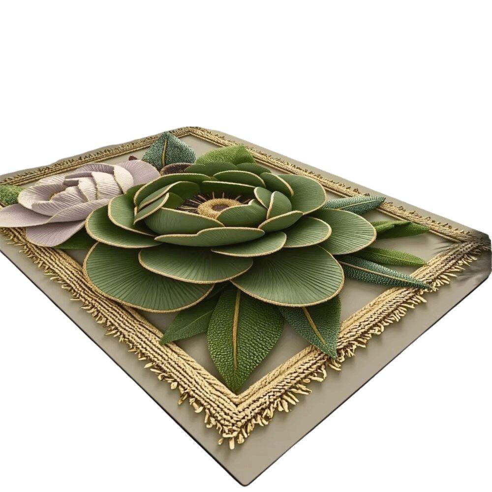 Non-Slip Door Mat Rectangle Carpet New Floral Pattern Carpet Home Decorative