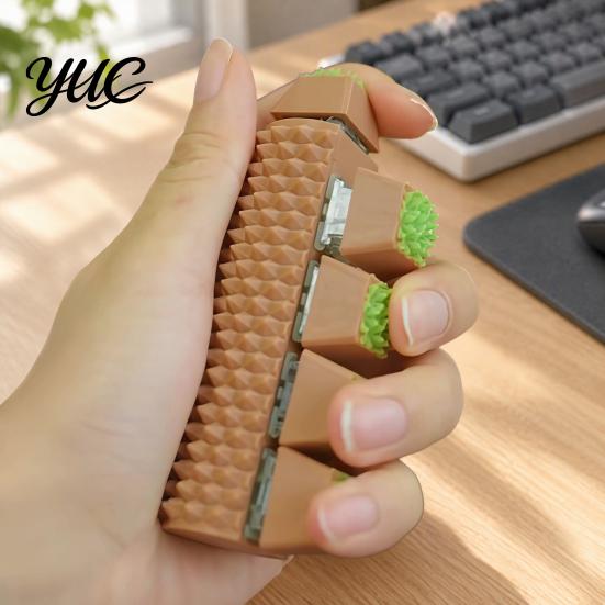 Quiet Fidget Buttons for Work 5-Key Spiky Clicker Toy, Portable Finger Press Stress Relief Desk Hand Plastic Sensory Gadgets Exercise Toy Adults