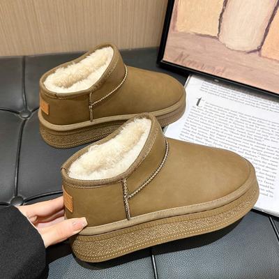 Зимние сапоги, женские короткие утепленные хлопковые туфли на нескользящей подошве, новая зимняя обувь, студенческая женская обувь, черные ботинки 2024 года