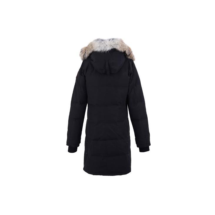 Canada Goose Серия Shelburne Темный Цвет Однотонная С Капюшоном С Логотипом С Длинным Рукавом Белый Утиный Пух Водонепроницаемая Ветрозащитная Теплая Длинная Пуховая Куртка 3802L-61-BLK