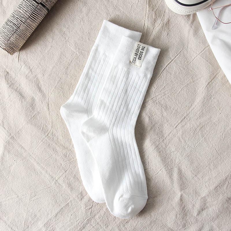 Женские носки, свободные носки до середины икры, весенние и осенние, однотонные, мягкие повседневные носки