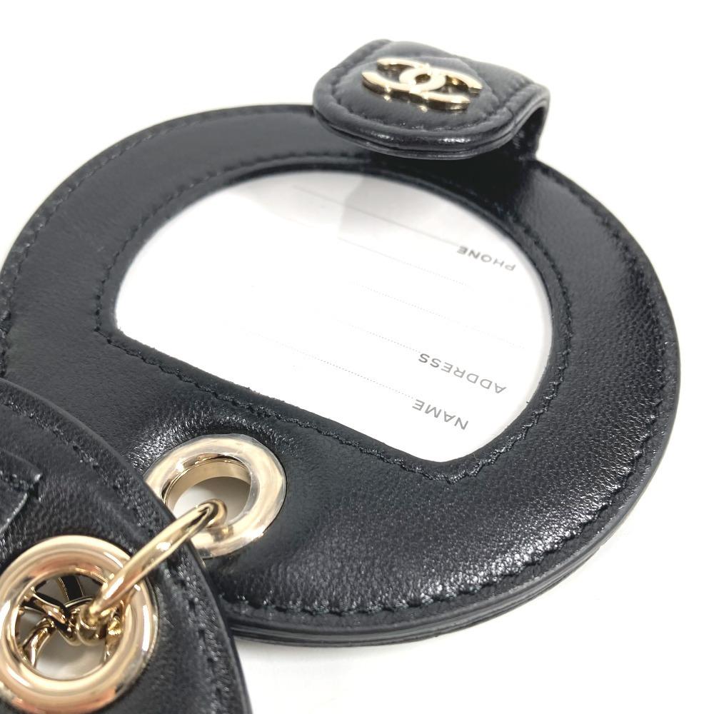 CHANEL Round name tag Logo CC Matelasse Quilted Charm Bag Charm Key Holder